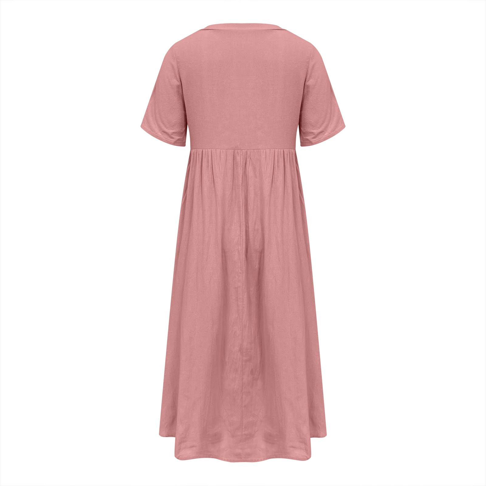 thumbnail image 5 of Vestido largo boho de manga corta con cuello en V y bolsillos para mujer: vestido de playa de poliéster con estampado floral para el verano, 5 of 5
